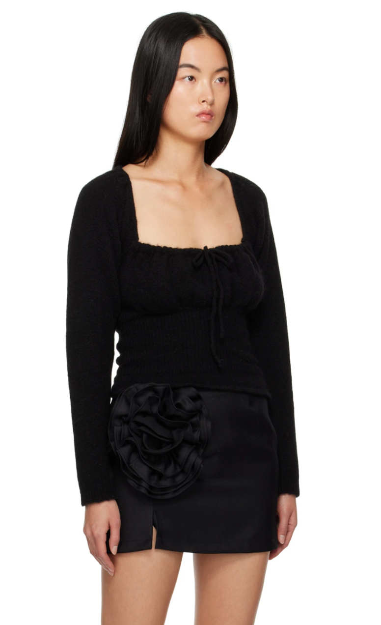Top de mezcla de alpaca Bella - Negro
