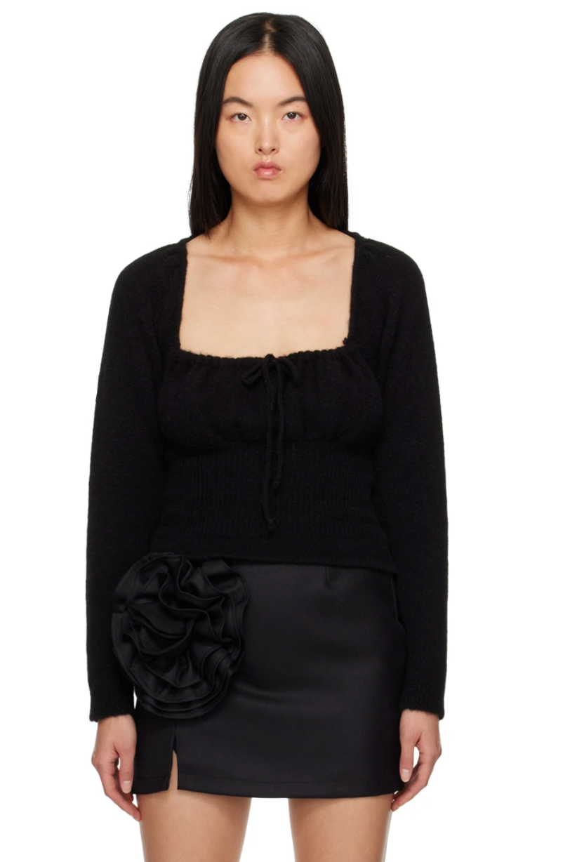 Top de mezcla de alpaca Bella - Negro