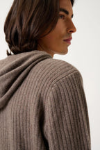 Pull Capuche 4 Fils - Bendt - Taupe Chiné
