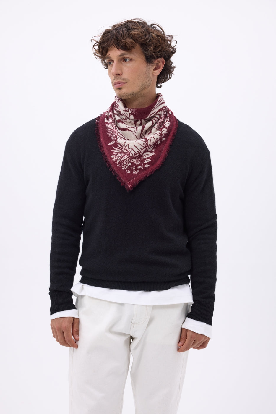 Piccola bandana Bengale - Bordeaux - Uomo - 100% Cashmere