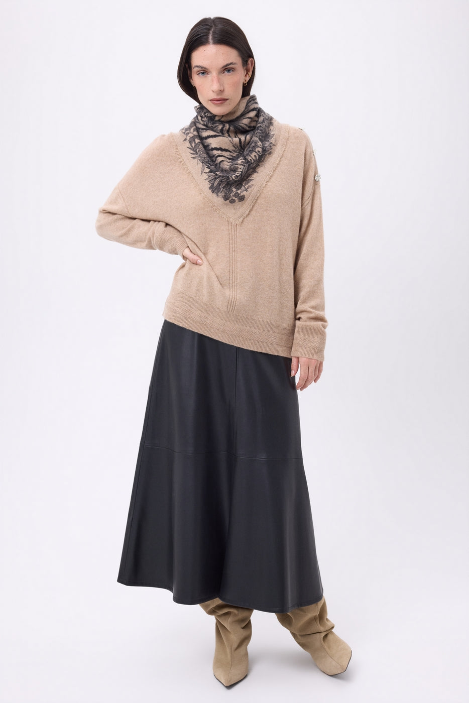 Bandana pequeño Bengala - Beige crema - Mujer