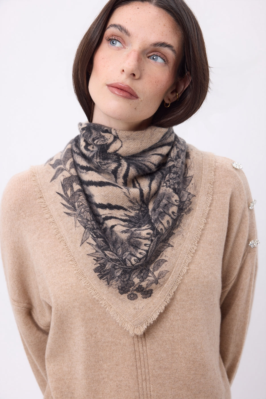 Bandana pequeño Bengala - Beige crema - Mujer