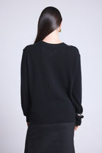 Cárdigan Betty con bordado de lúrex - Negro con lúrex plateado - Mujer