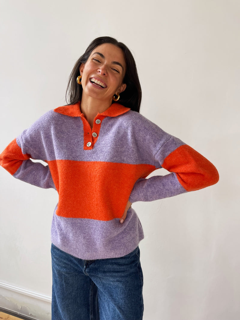 Pull Paola Orange Et Lilas