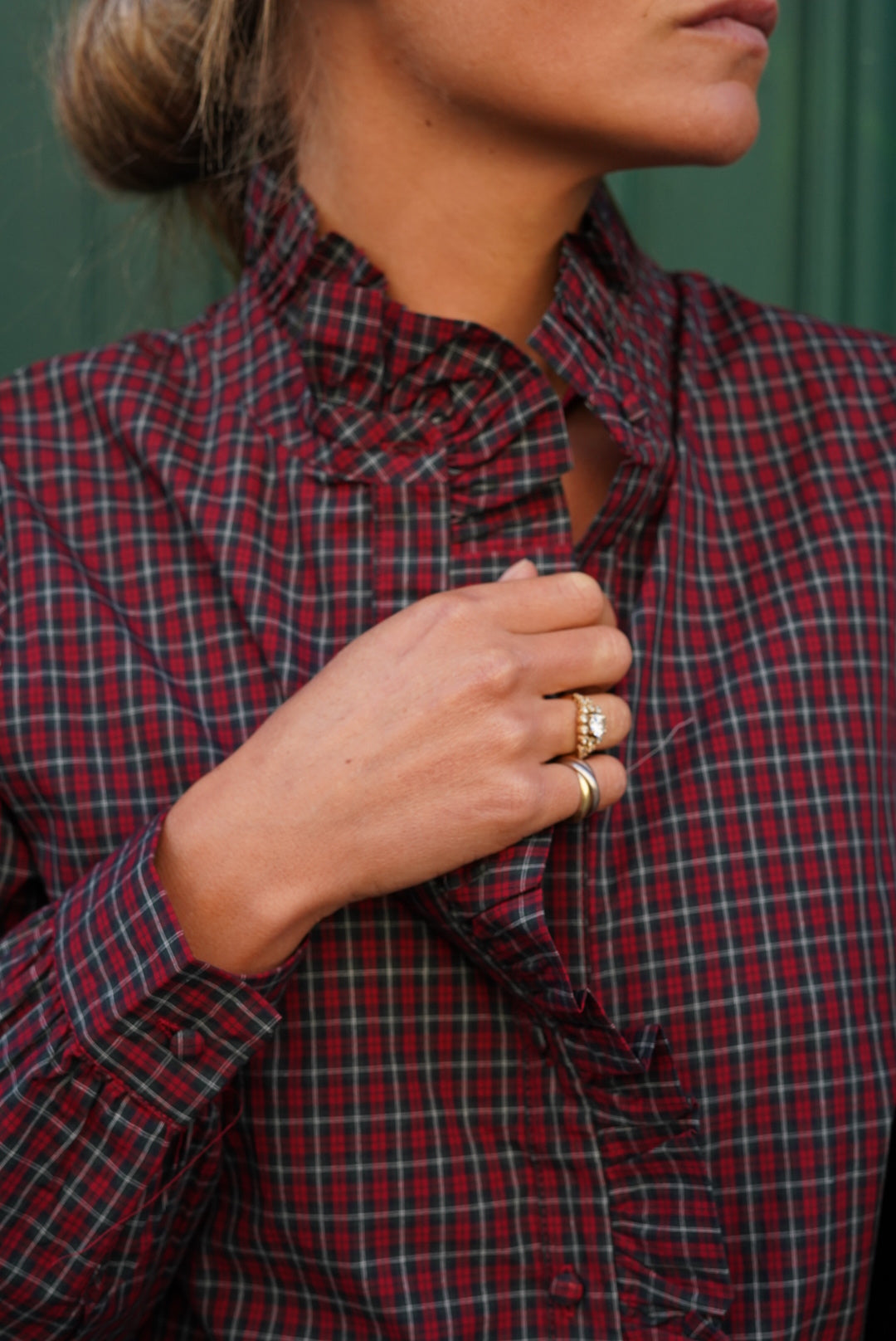 Philippine Checkered Blouse Red/Dark Green