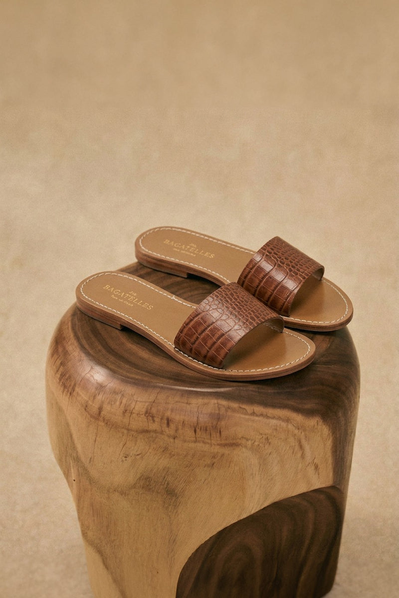 York Sandals - Croco Camel