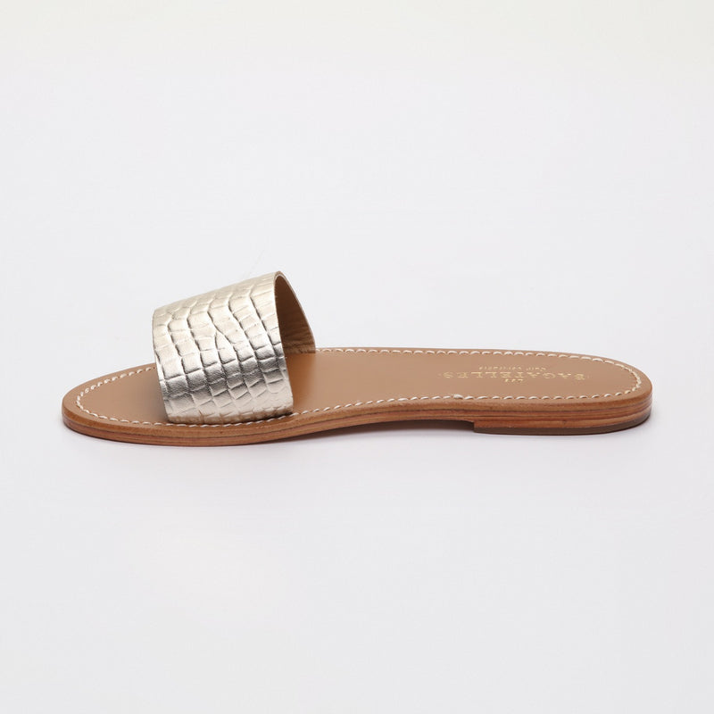 York Sandals - Light Gold Croco