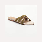 Myrtice Mules - Olive and Platinum