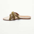 Myrtice Mules - Olive and Platinum