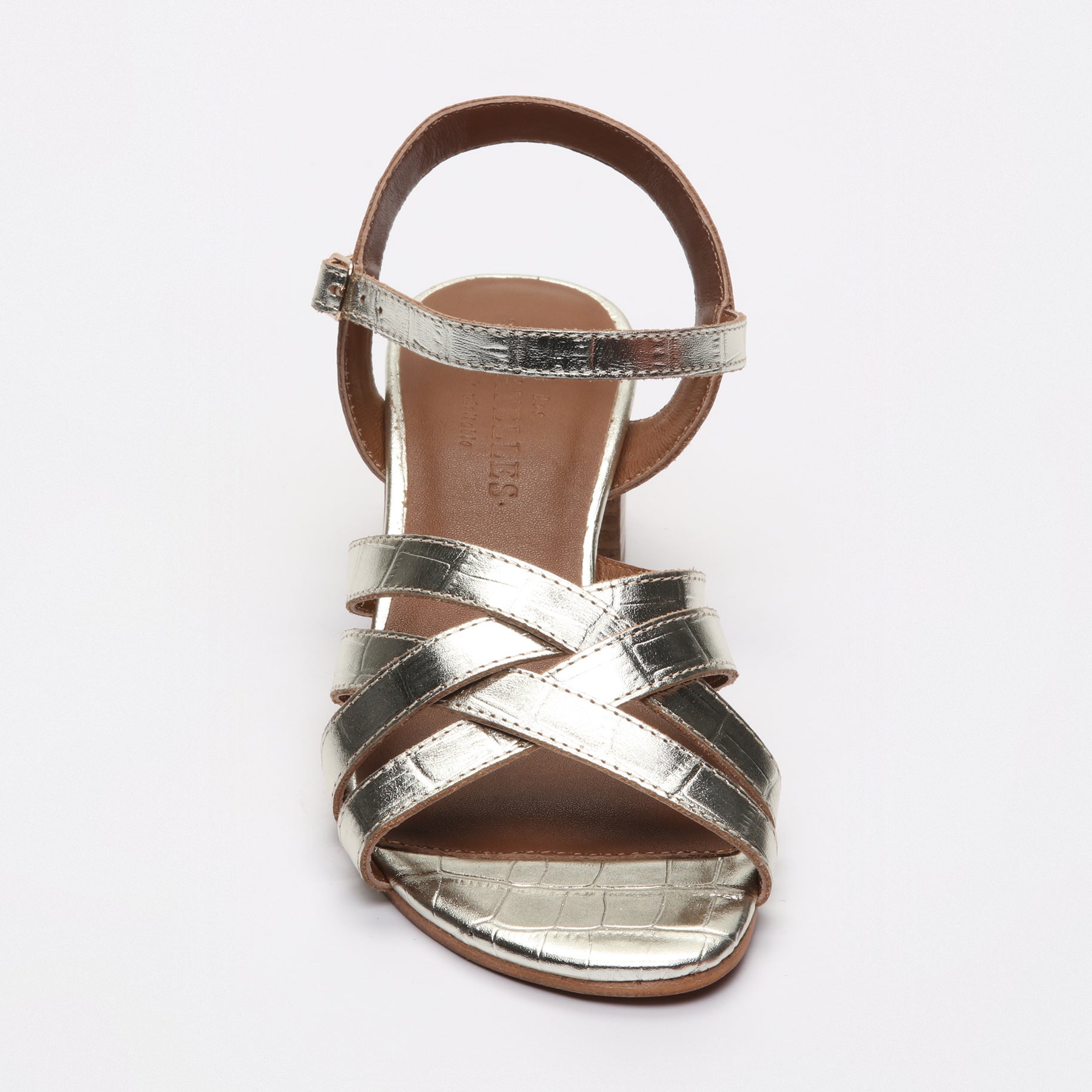 Les Bagatelles - Sandales Talons Uma - Light Gold Croco