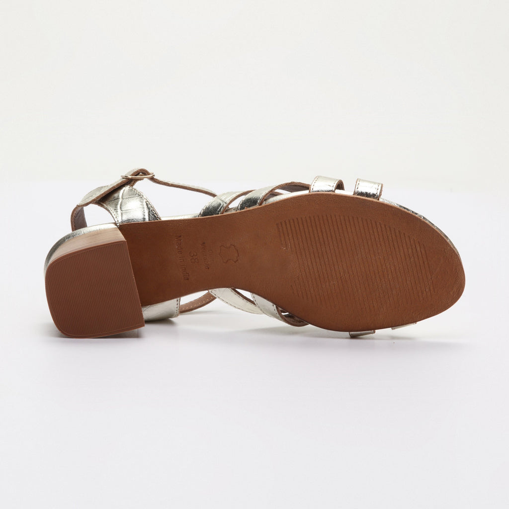 Les Bagatelles - Sandales Talons Uma - Light Gold Croco