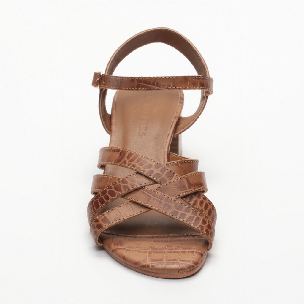 Uma Heeled Sandals - Camel Croco