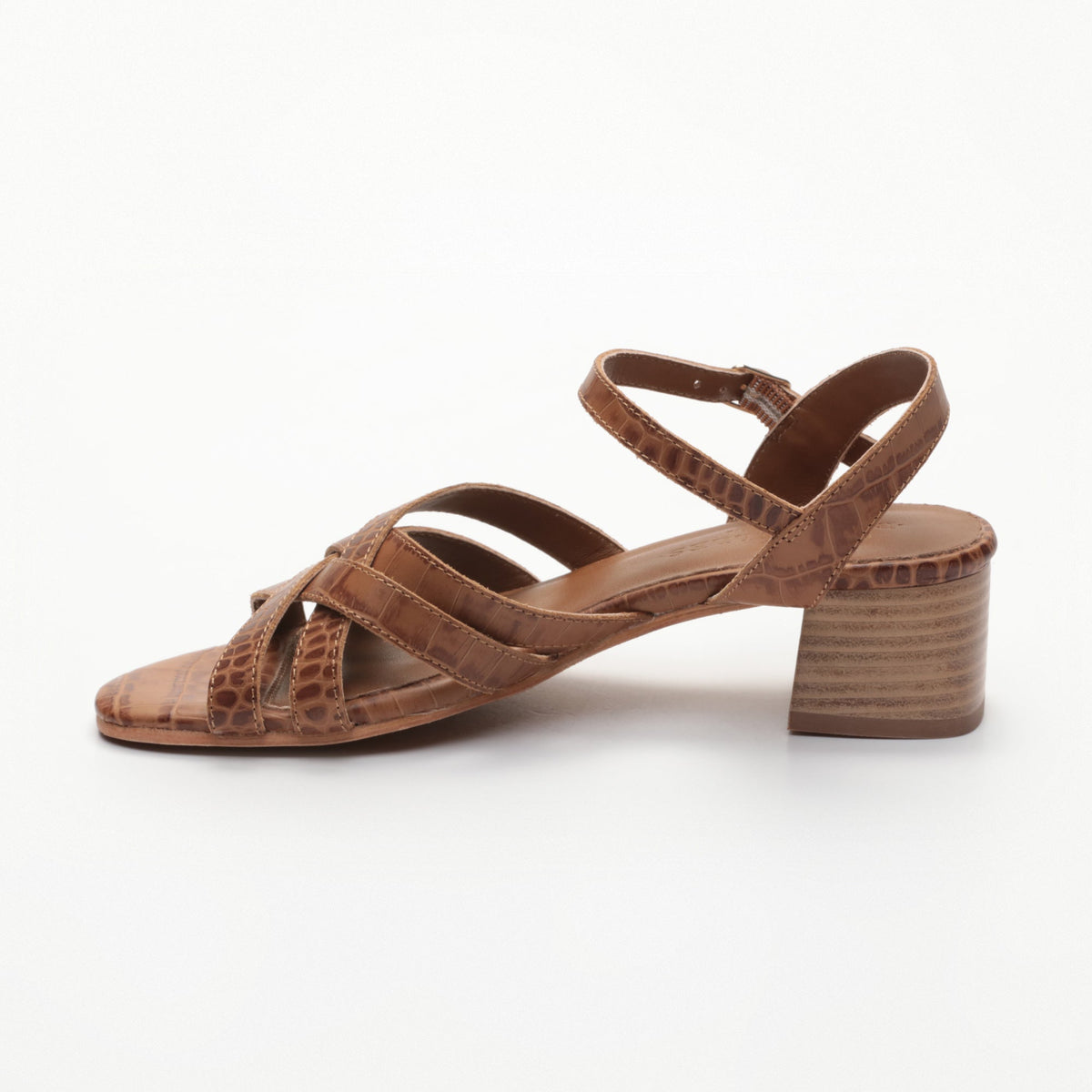 Uma Heeled Sandals - Camel Croco