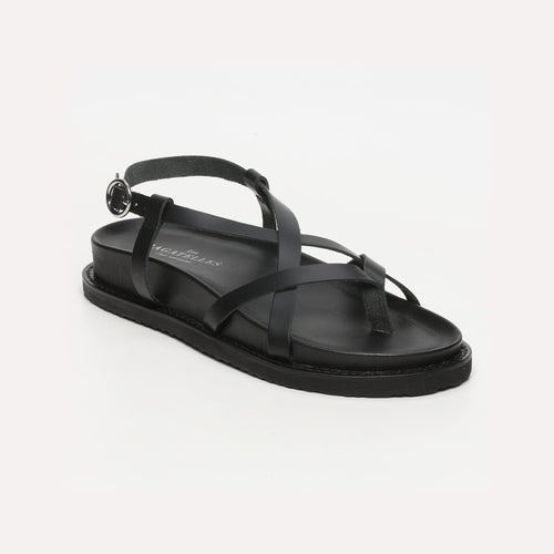 Les Bagatelles - Origone Black Flat Sandals