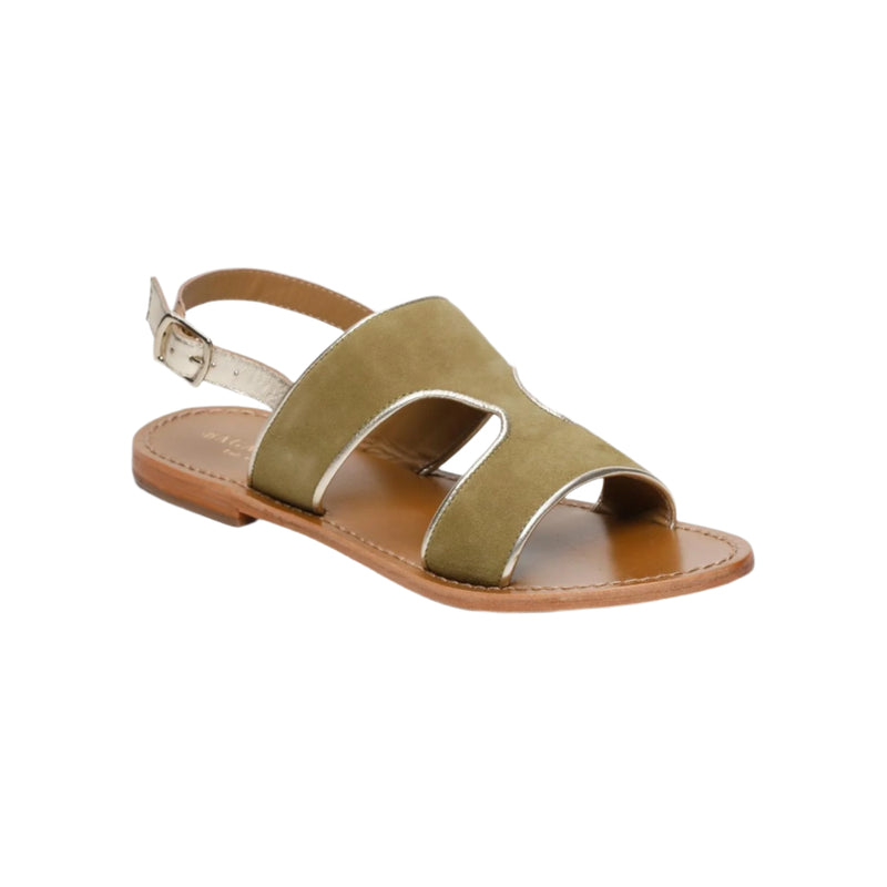 Vernon Sandals - Olive and Gold