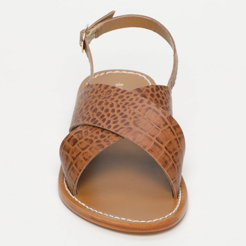 Sibella Tan Croco Sandals