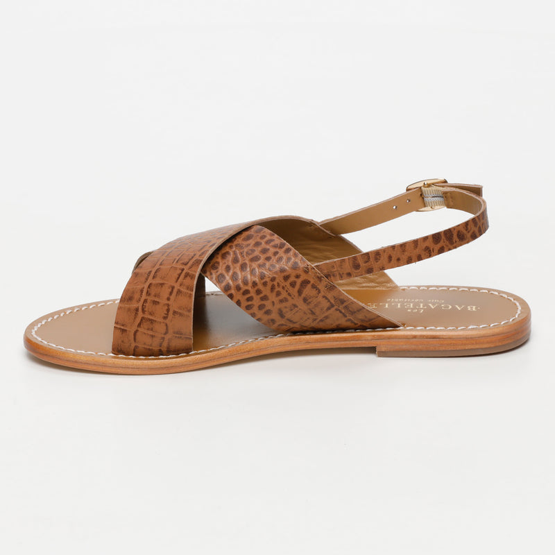 Sibella Tan Croco Sandals