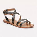 Malini Sandals - Black Croco