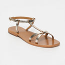 Iness Sandals - Light Gold Croco