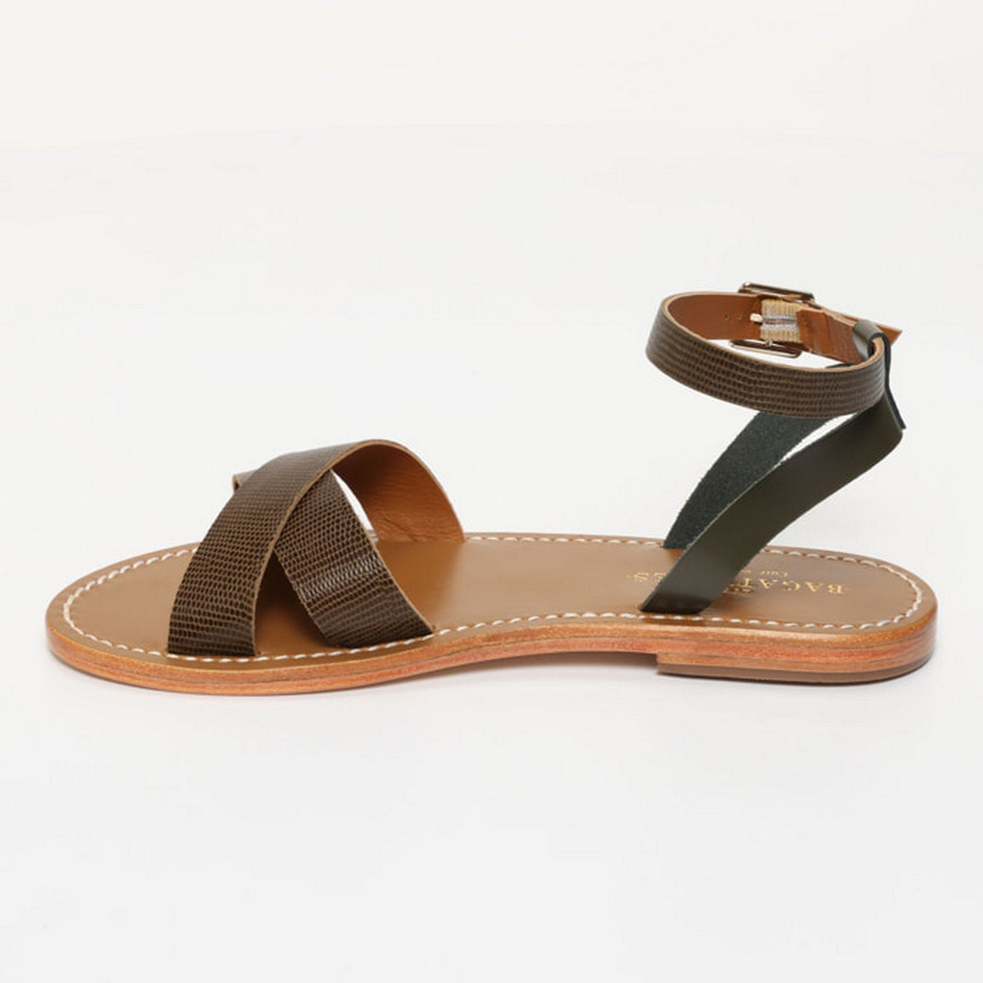 Sandalias Brione - Kaki Lagarto/Kaki Oscuro