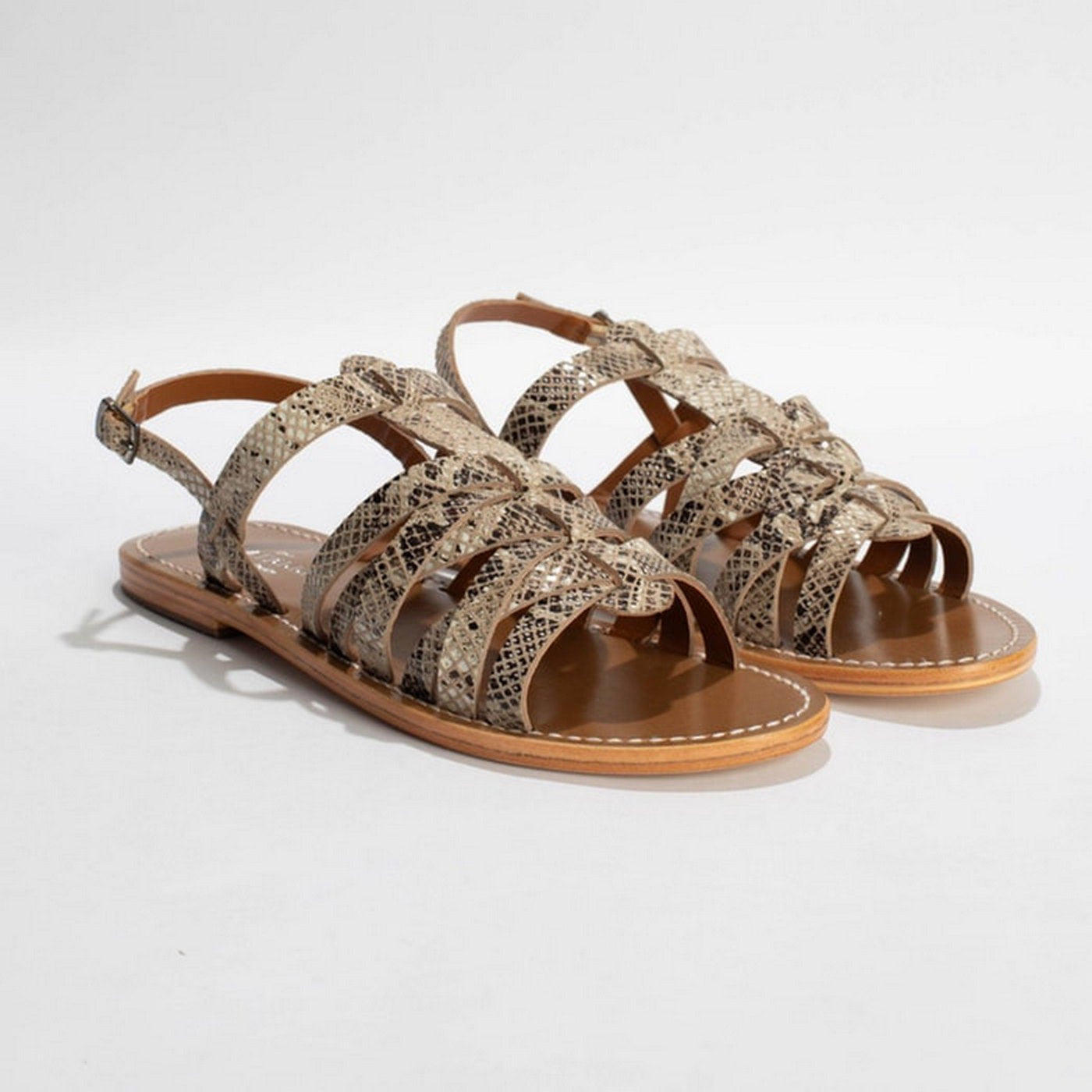 Caroline Sandals - Beige Snake