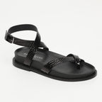 Sandalias Pastora - Negro Charol Croco
