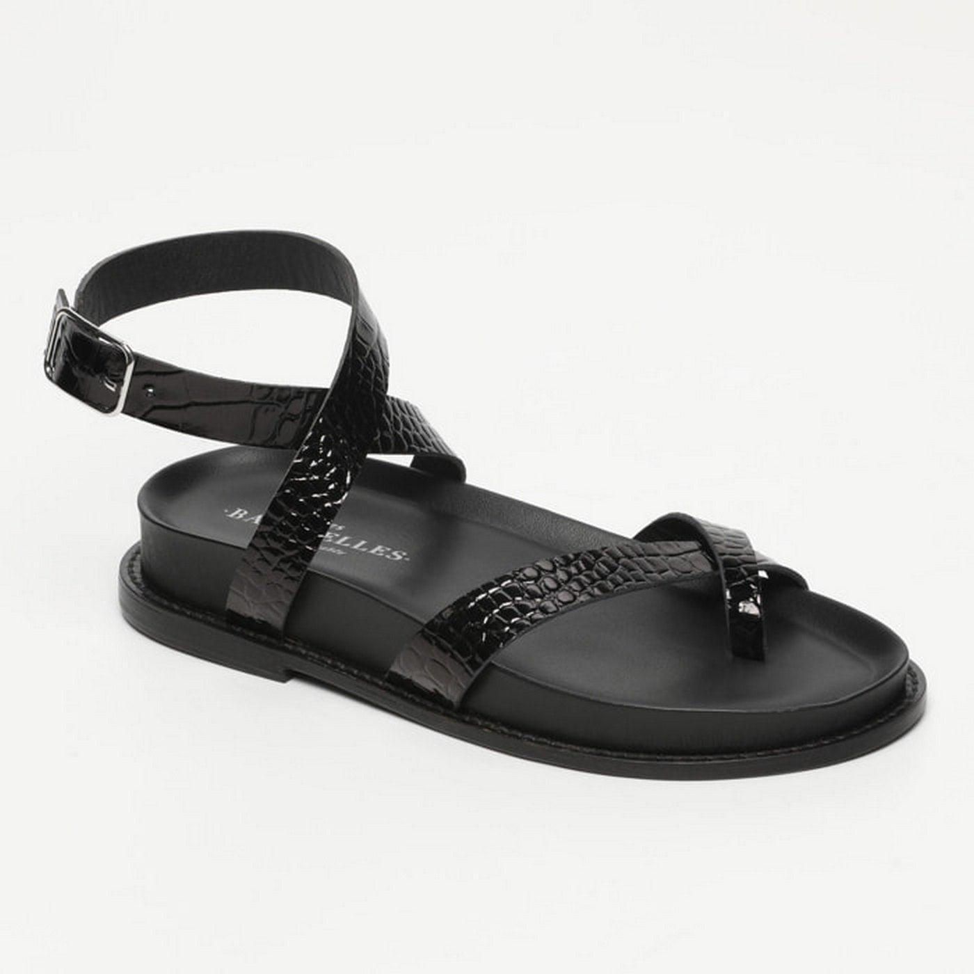 Sandalias Pastora - Negro Charol Croco