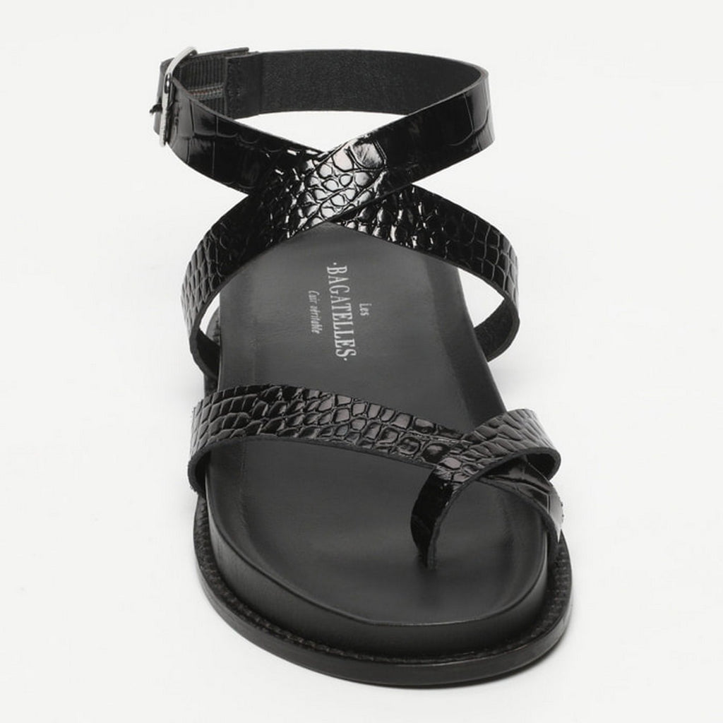 Sandalias Pastora - Negro Charol Croco