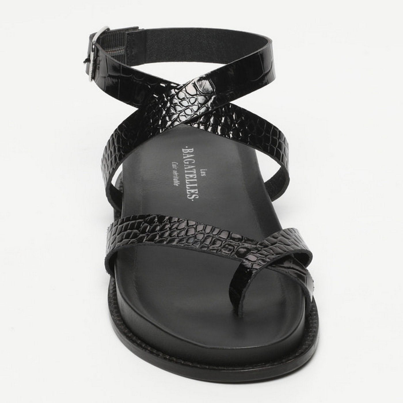 Sandalias Pastora - Negro Charol Croco