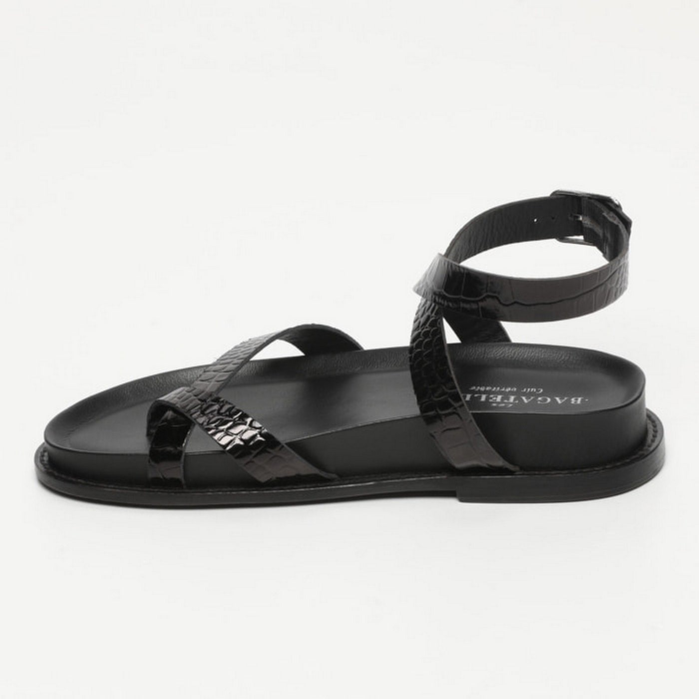 Sandalias Pastora - Negro Charol Croco