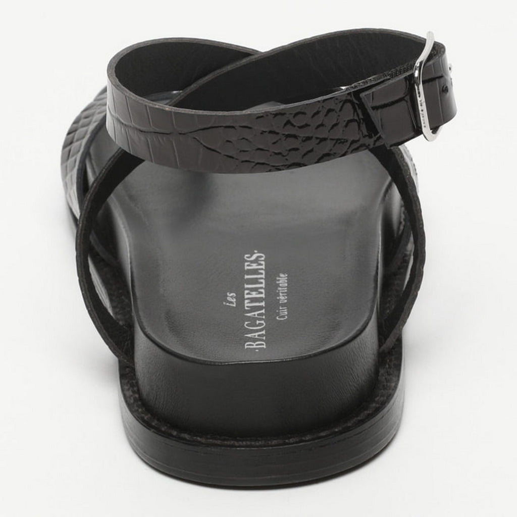 Sandalias Pastora - Negro Charol Croco