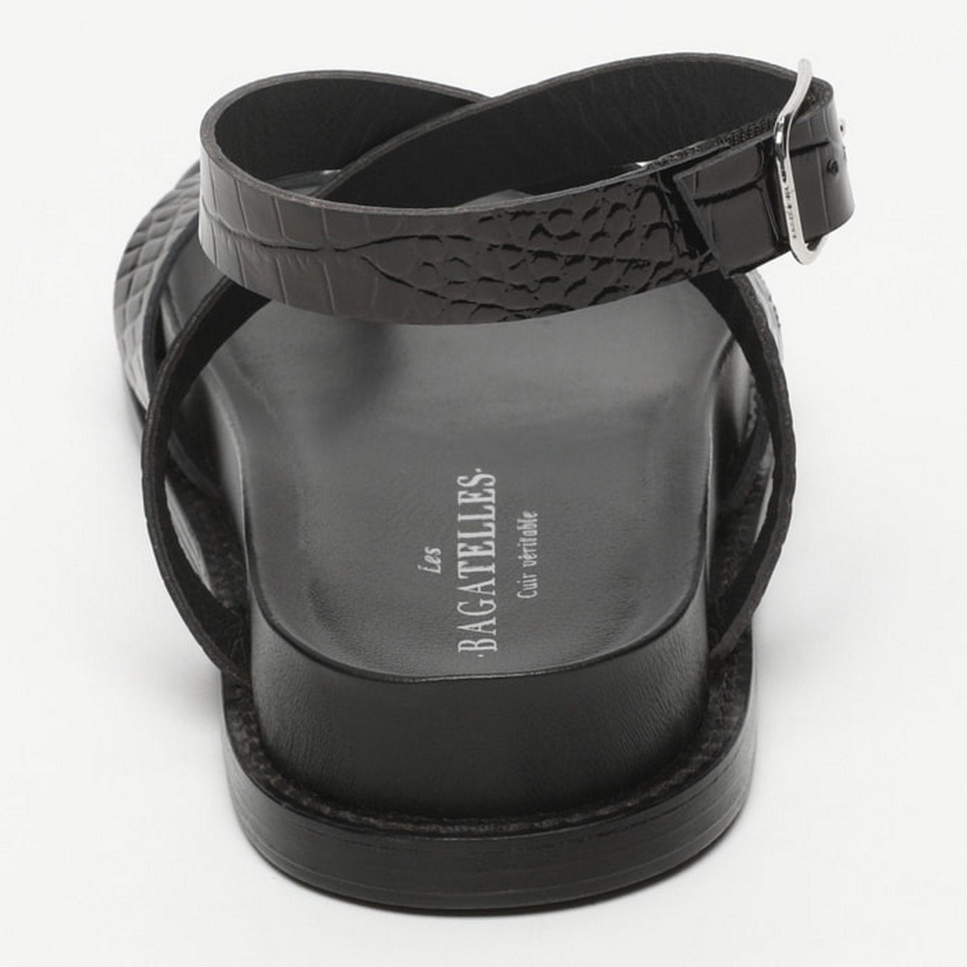 Sandalias Pastora - Negro Charol Croco
