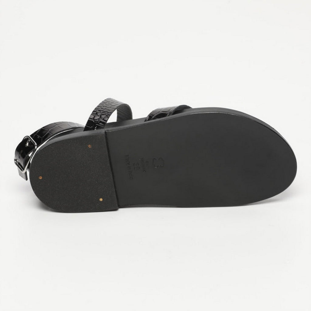 Sandalias Pastora - Negro Charol Croco