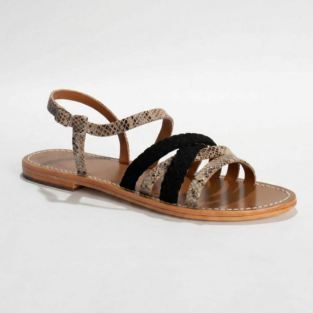 Sandalias Myrtille - Beige Snake/Black