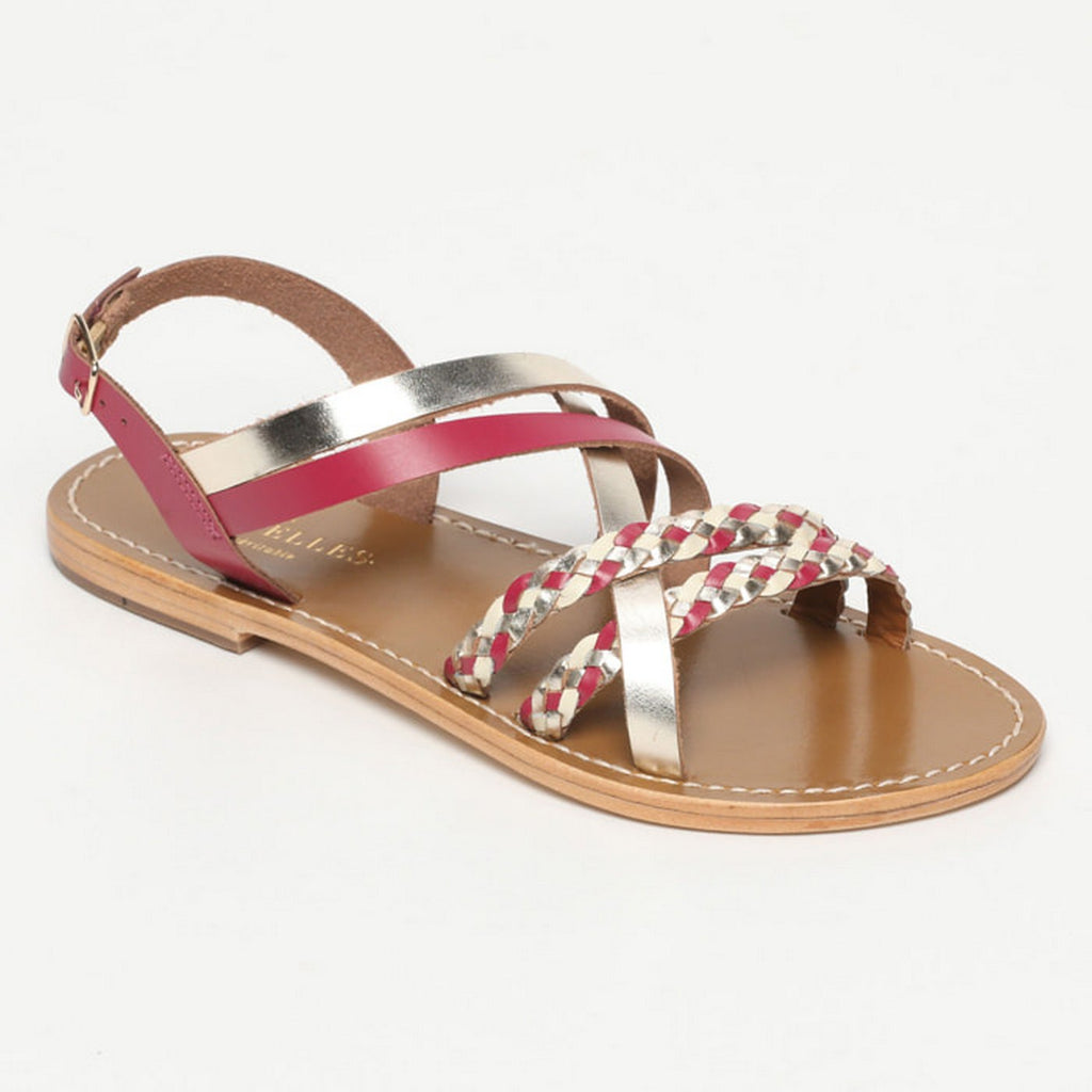 Jengibre Sandals - Plum/Gold/Off White