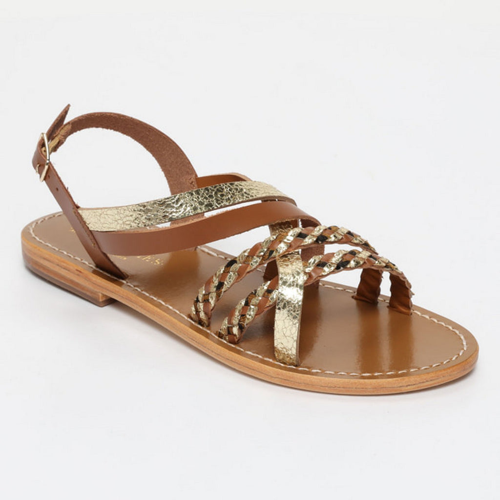 Jengibre Sandals - Brown Leopard/Gold Crackle/Camel