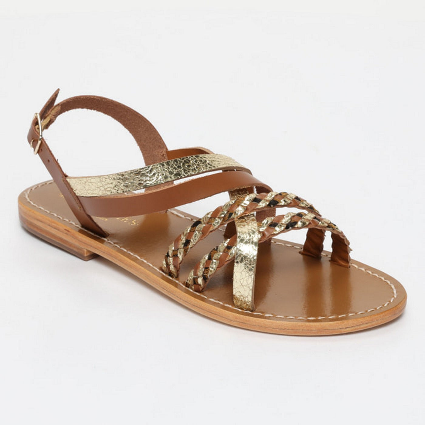 Jengibre Sandals - Brown Leopard/Gold Crackle/Camel