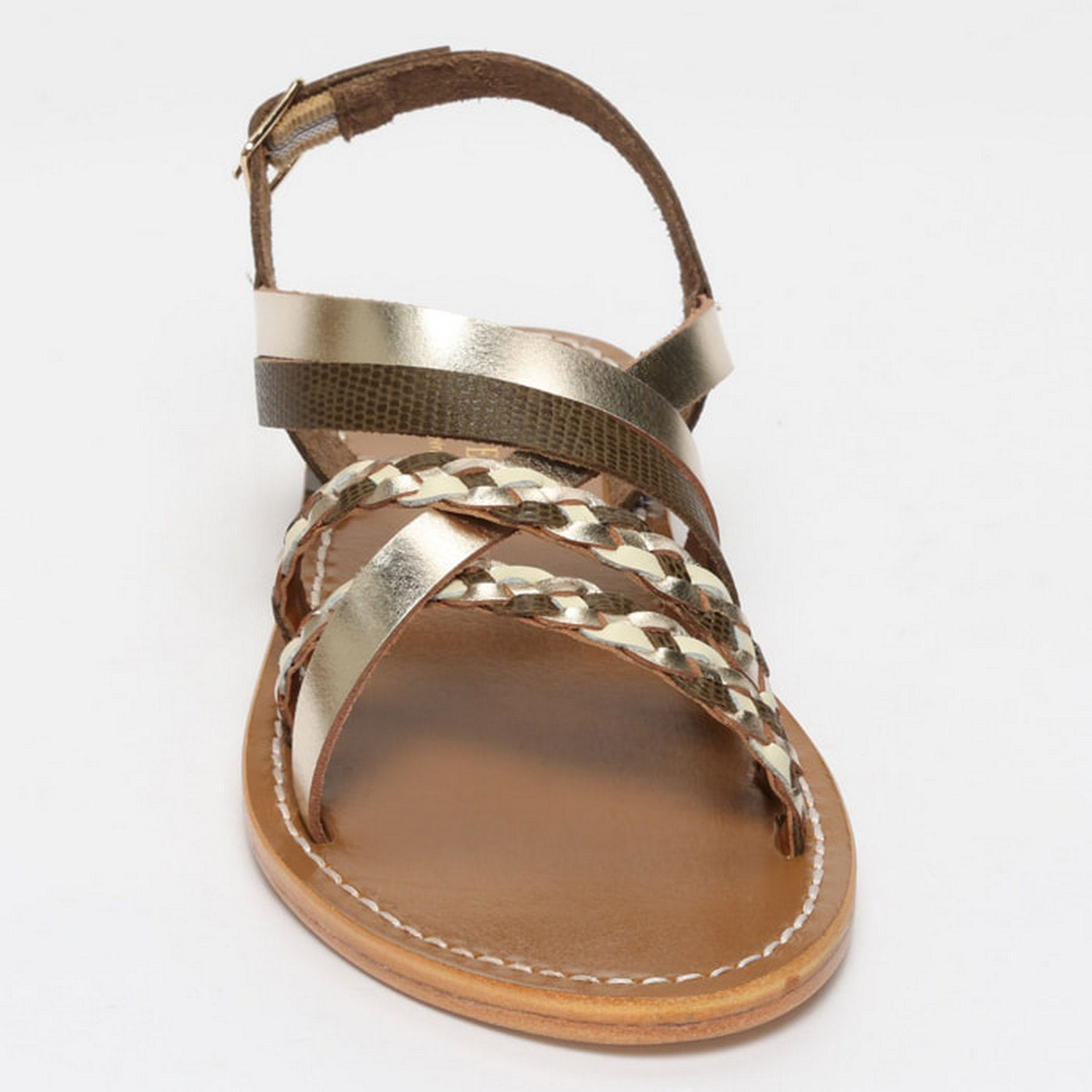 Sandalias Jengibre - Kaki Lizard/Gold/Off White