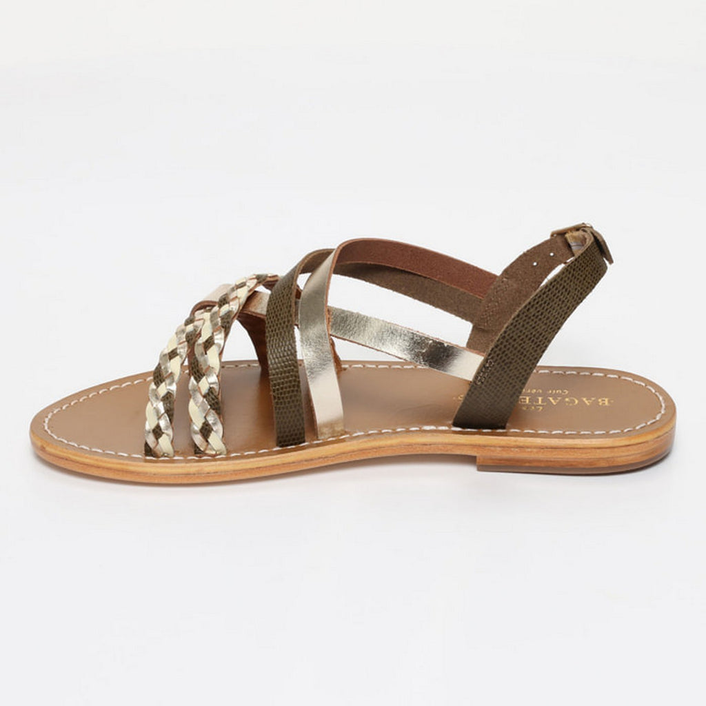 Sandalias Jengibre - Kaki Lizard/Gold/Off White