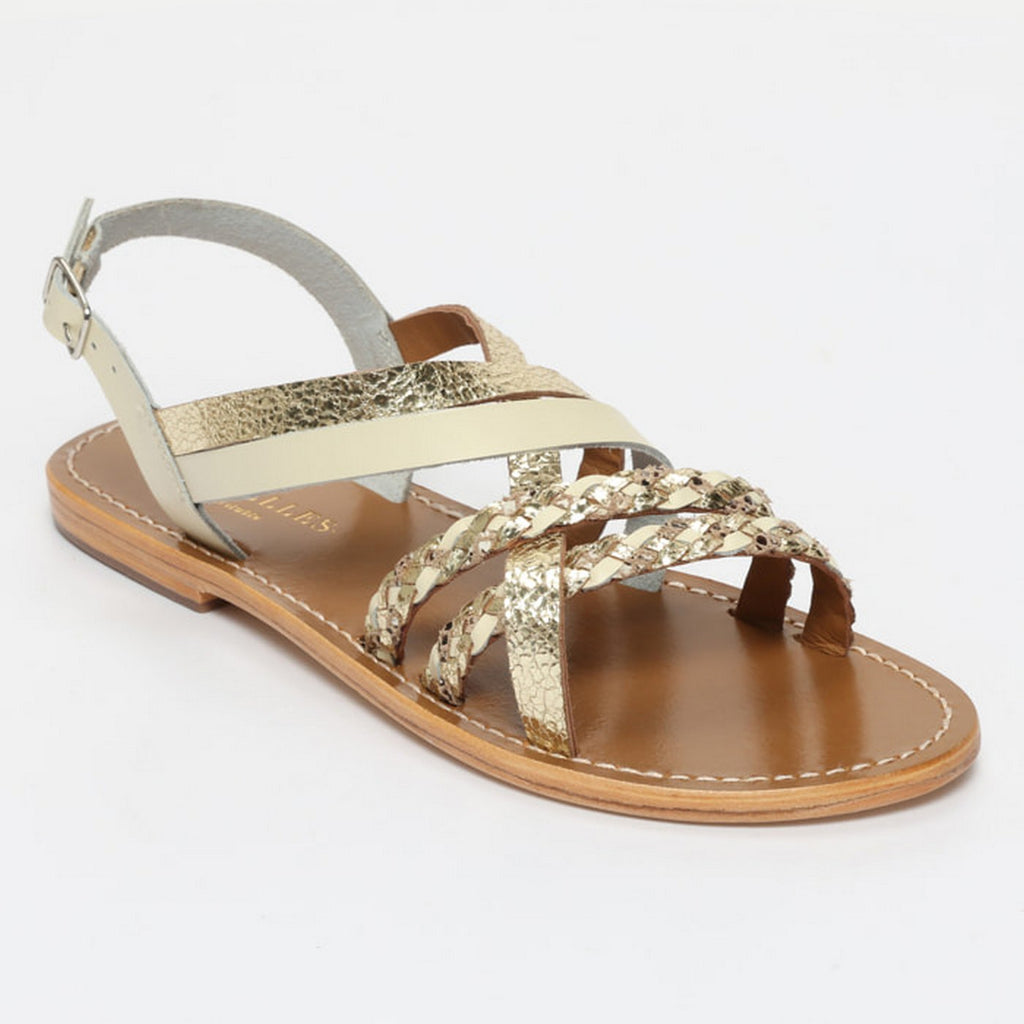 Jengibre Sandals - Beige Snake/Gold Crackle/Off White