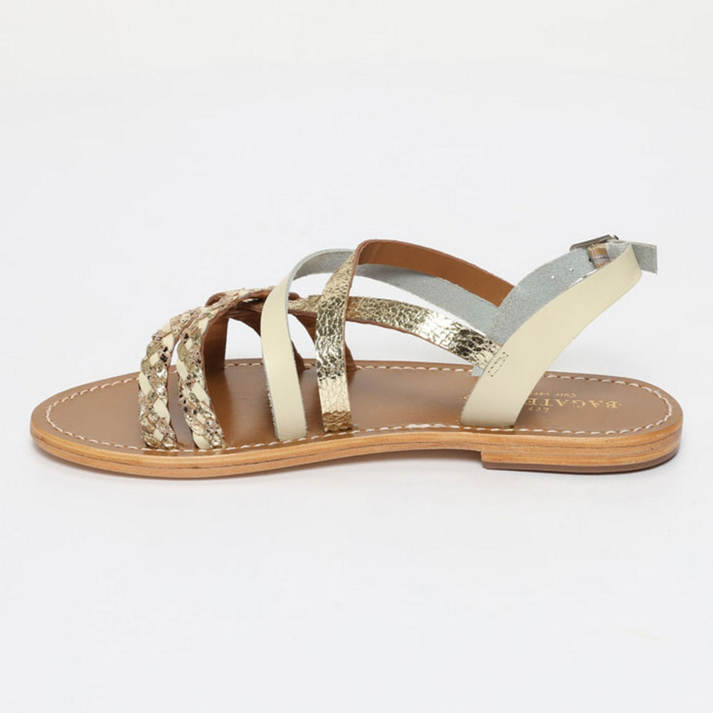 Jengibre Sandals - Beige Snake/Gold Crackle/Off White