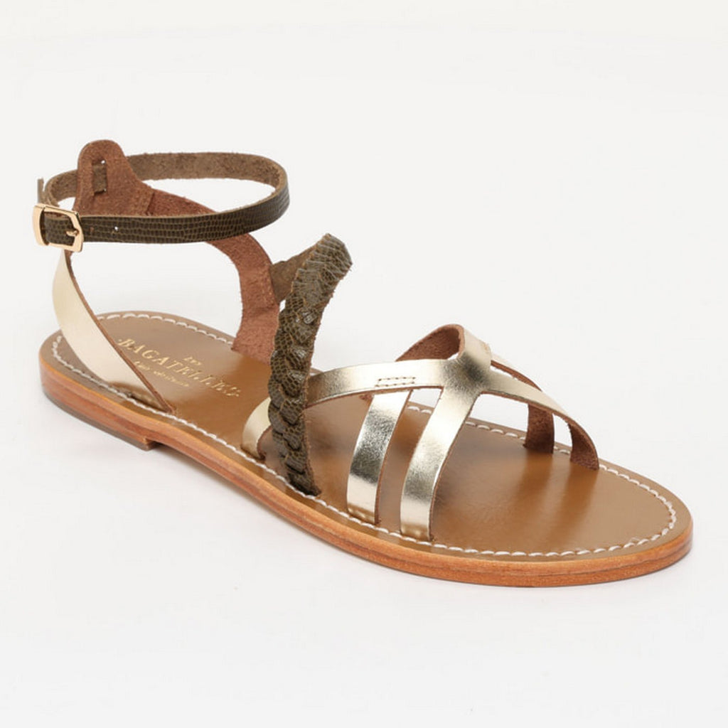 Sandalias Caldana - Kaki Lizard/Gold