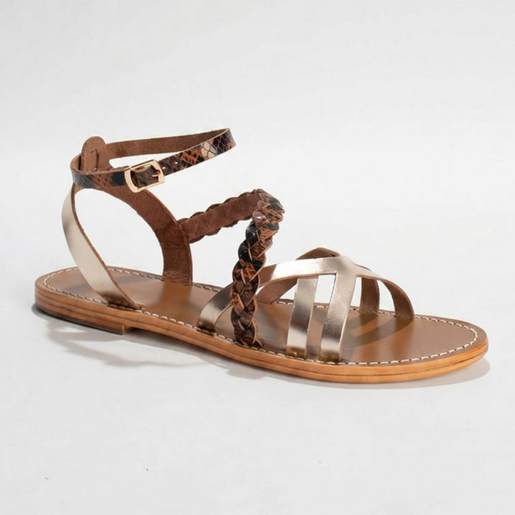 Sandalias Caldana - Brown Snake/Gold