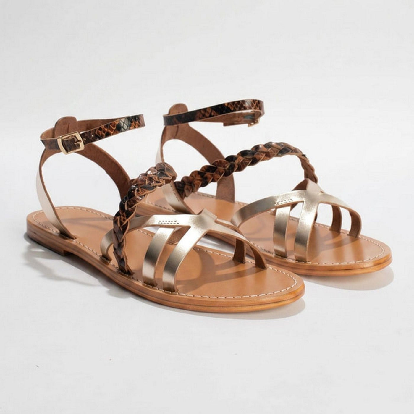 Sandalias Caldana - Brown Snake/Gold