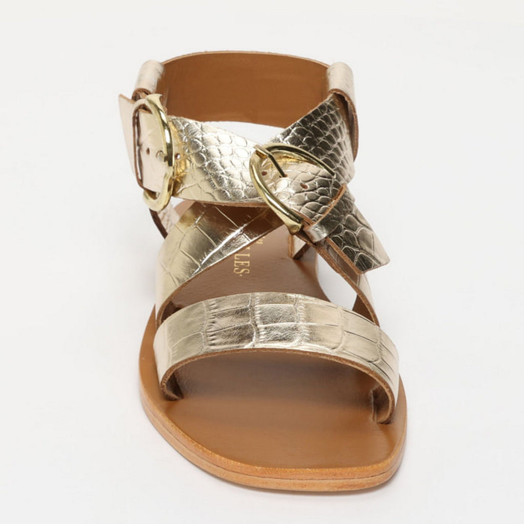 Sandalias Abhayd - Gold Croco