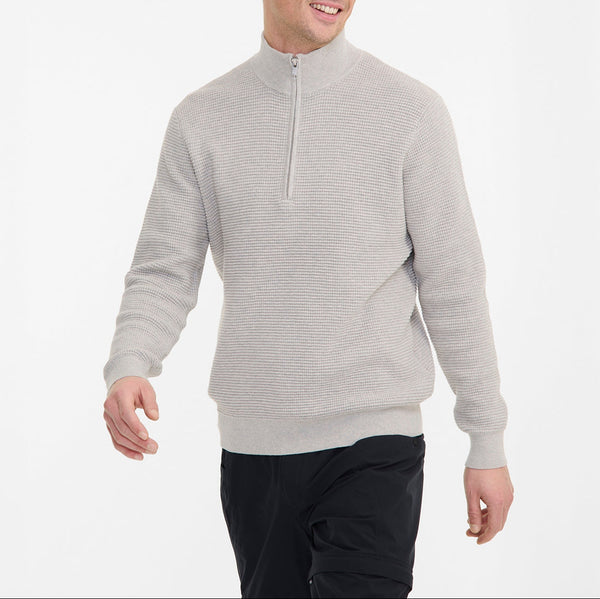 Maglione con mezza zip - grigio chiaro mélange - uomo