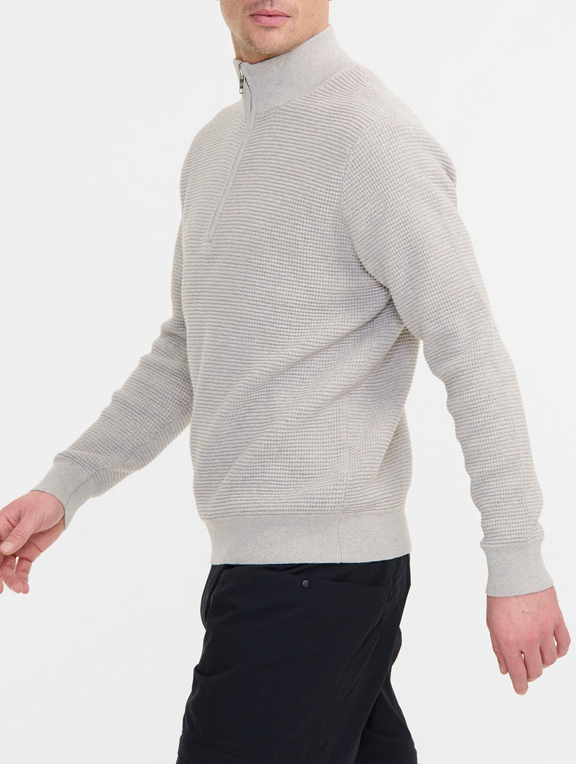 Men’s Half-Zip Knitted Jumper - Light Heather Grey