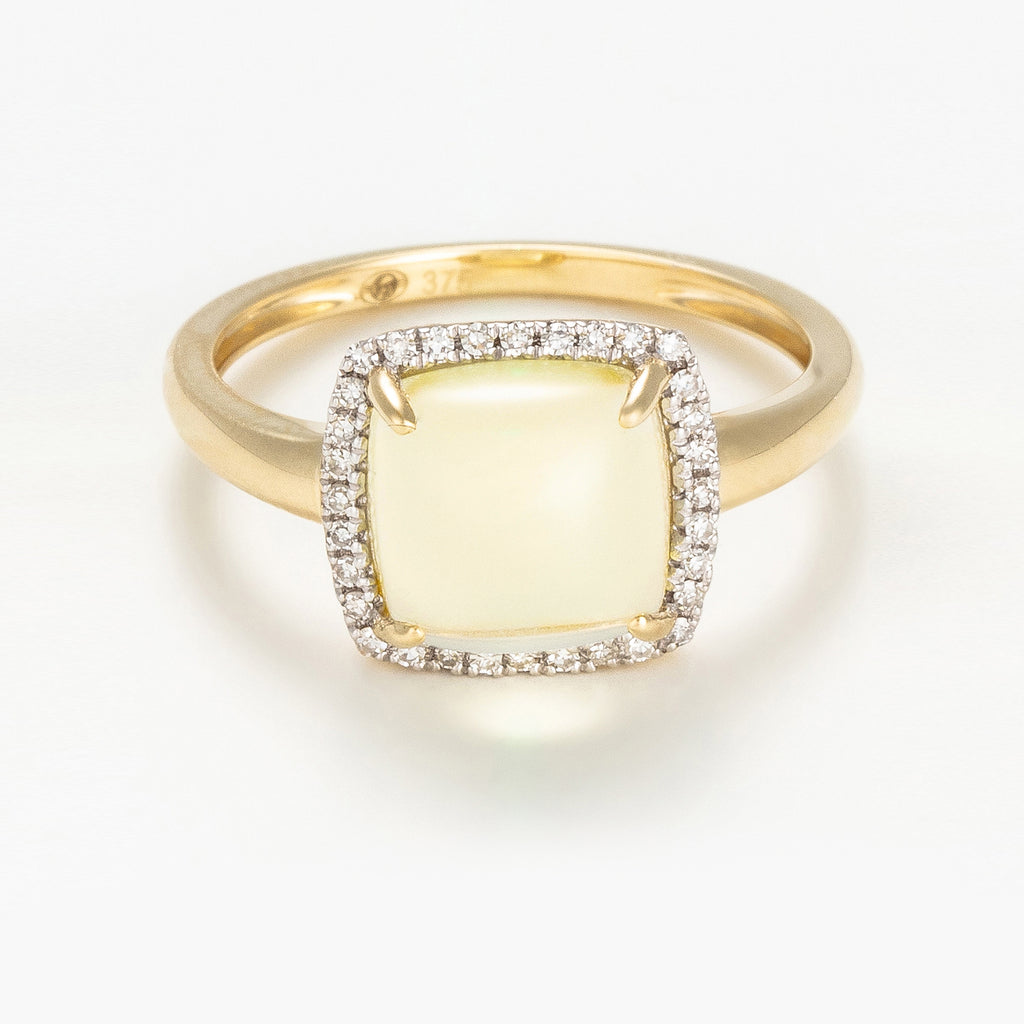 "Lemon Square" Ring Diamonds 0.09/32 & Lemon Quartz