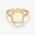 "Lemon Square" Ring Diamonds 0.09/32 & Lemon Quartz