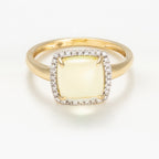 "Lemon Square" Ring Diamonds 0.09/32 & Lemon Quartz